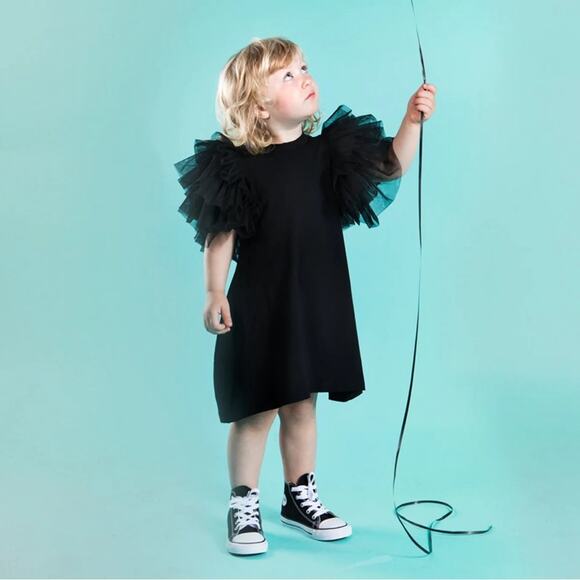 The Tiny Universe Tiny Wings Dress Size 8 Years Black Organic Cotton NEW - Picture 2 of 13